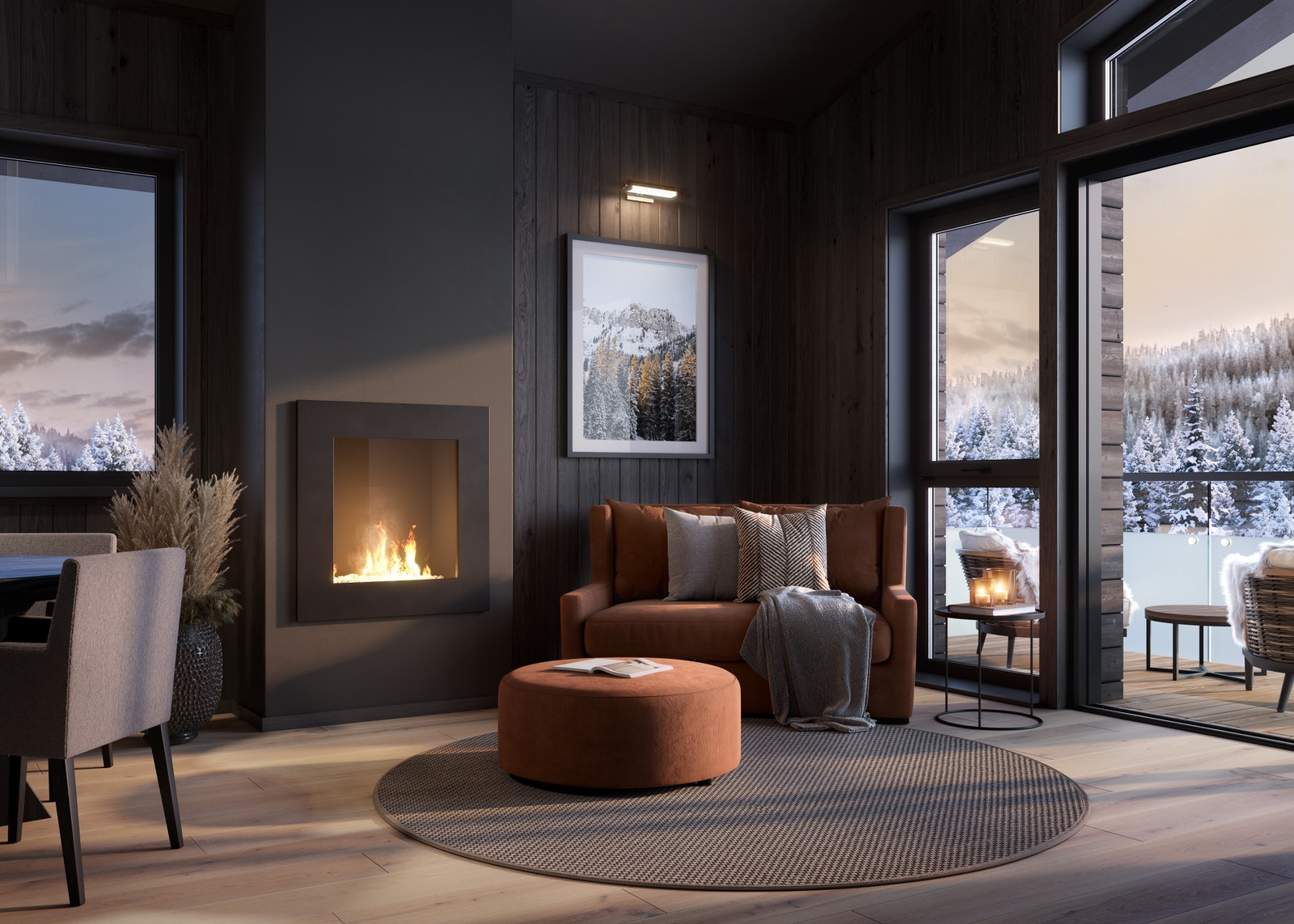 Luftig stue med mulighet for gasspeis. Illustrasjon: Avvik kan forekomme Galleribilde