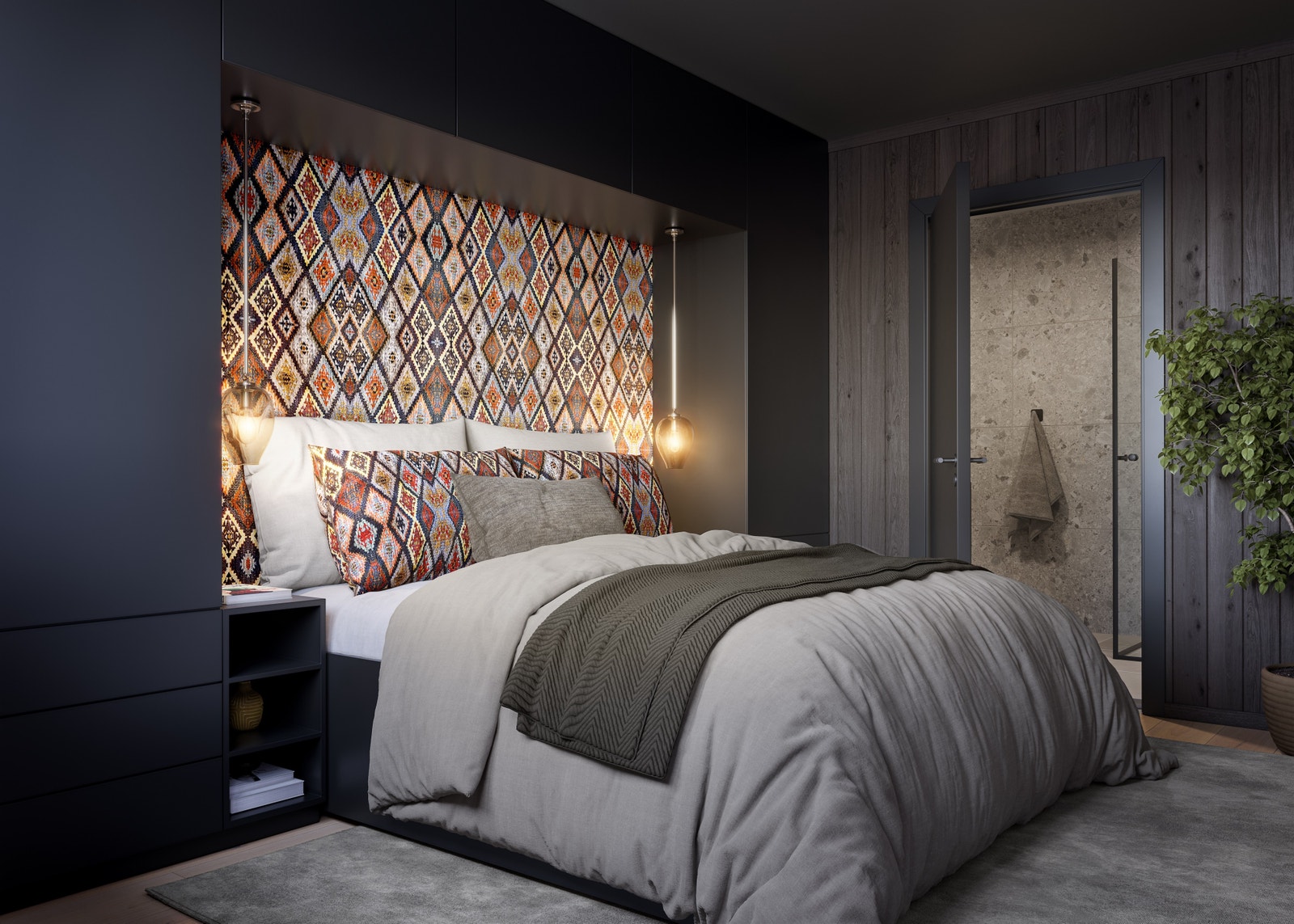 Stort og luftig soverom med direkte inngang til baderom. Illustrasjon: Avvik kan forekomme Galleribilde