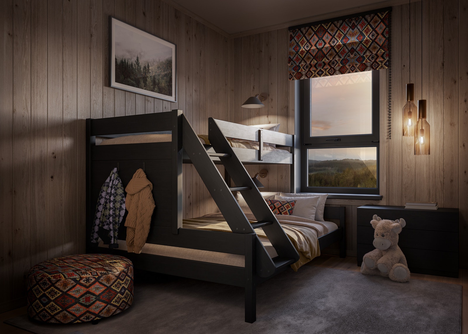 Soverom med god plass til flere senger (utnytt plassen med køyesenger). Illustrasjon: Avvik kan forekomme Galleribilde