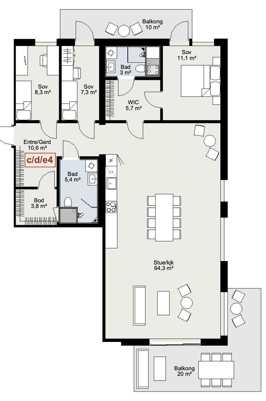 Stue på hele 64m2. Kjøkkenøy medfølger Galleribilde