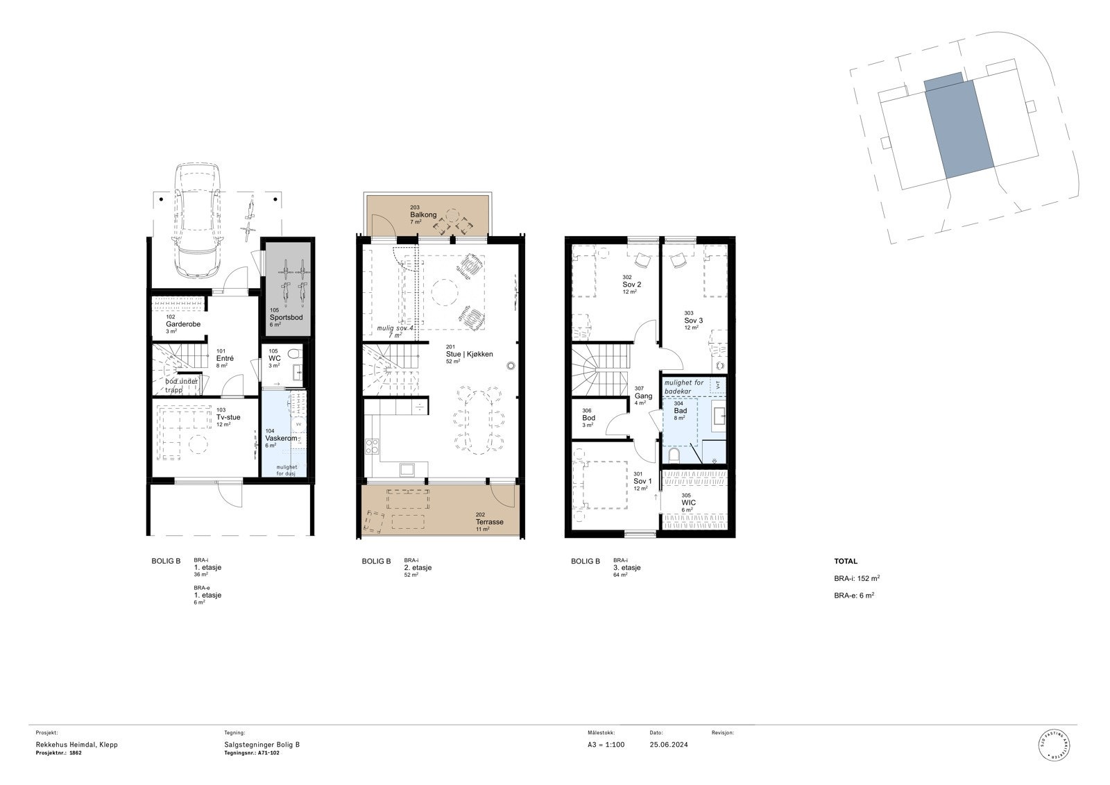 Plantegning - Heimdal, bolig B Galleribilde