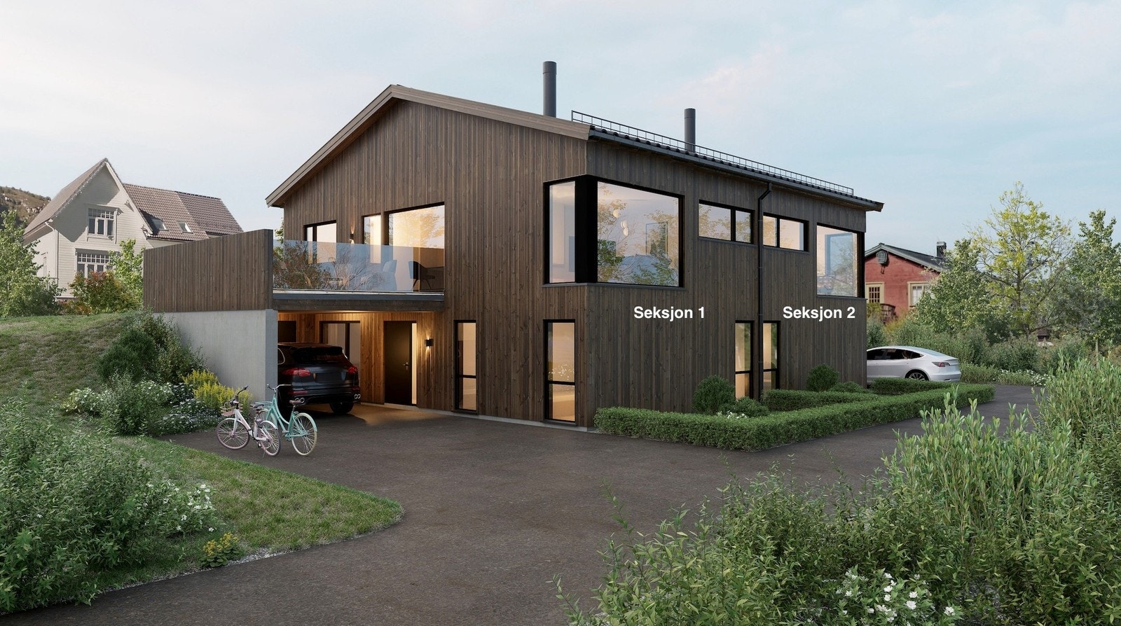 Fasade front med seksjonsnummer. Galleribilde
