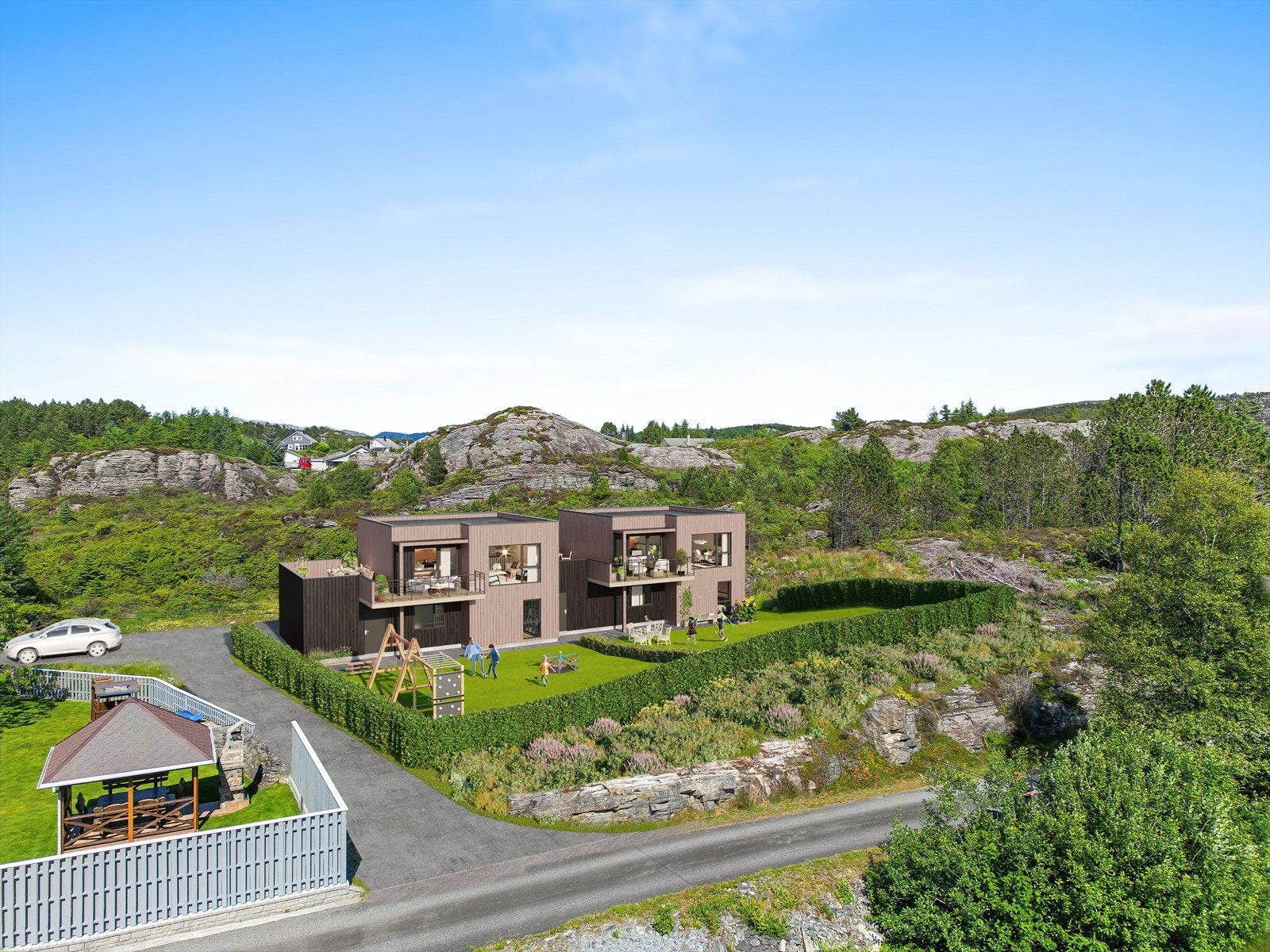 Spildepollen - To stk nye boliger med store terrasser og fin utsikt. Carport og hage Galleribilde