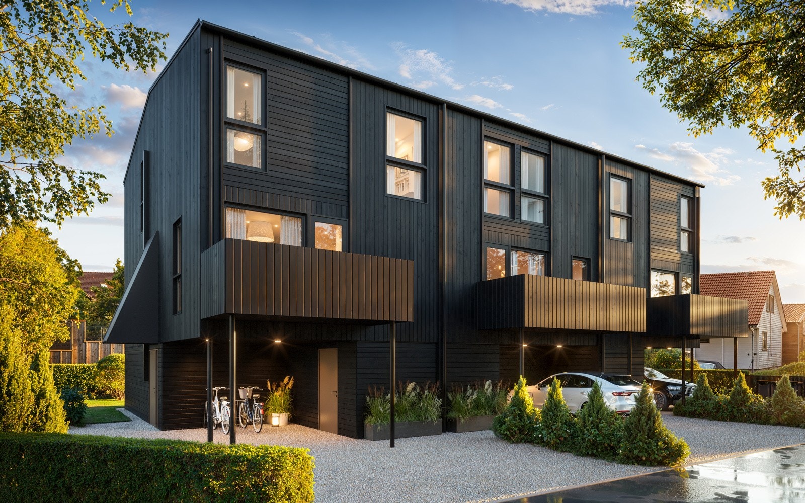 I disse boligene på tre etasjer får du 3-5 soverom. Flott kjøkken/allrom med kjøkkeninnredning levert av kvalitetsleverandøren Aubo. (Illustrasjonsbilde, avvik kan forekomme). Galleribilde