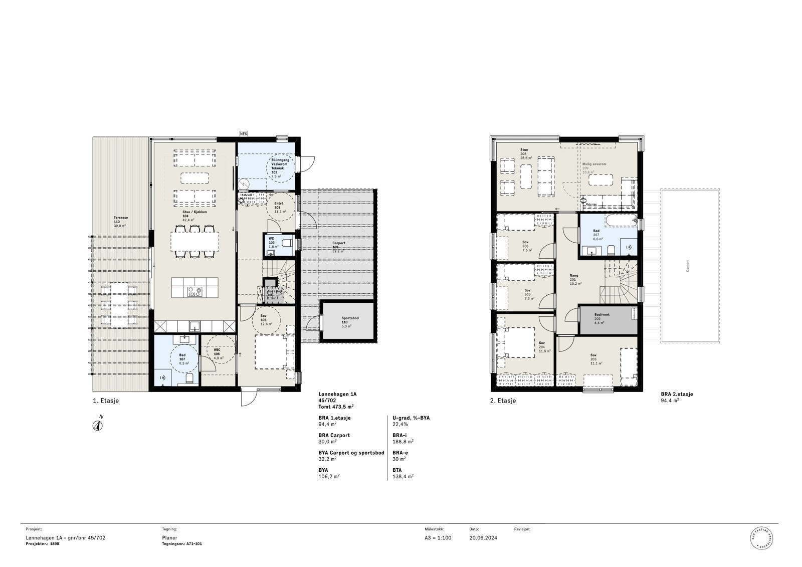 Plantegning - Lønnehagen 1A Galleribilde