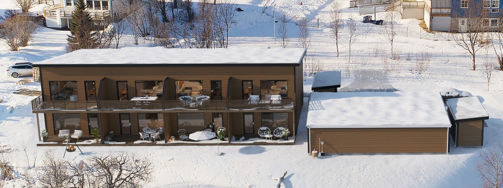 Alle lelighetene har balkong eller terrasse foran stue. Galleribilde