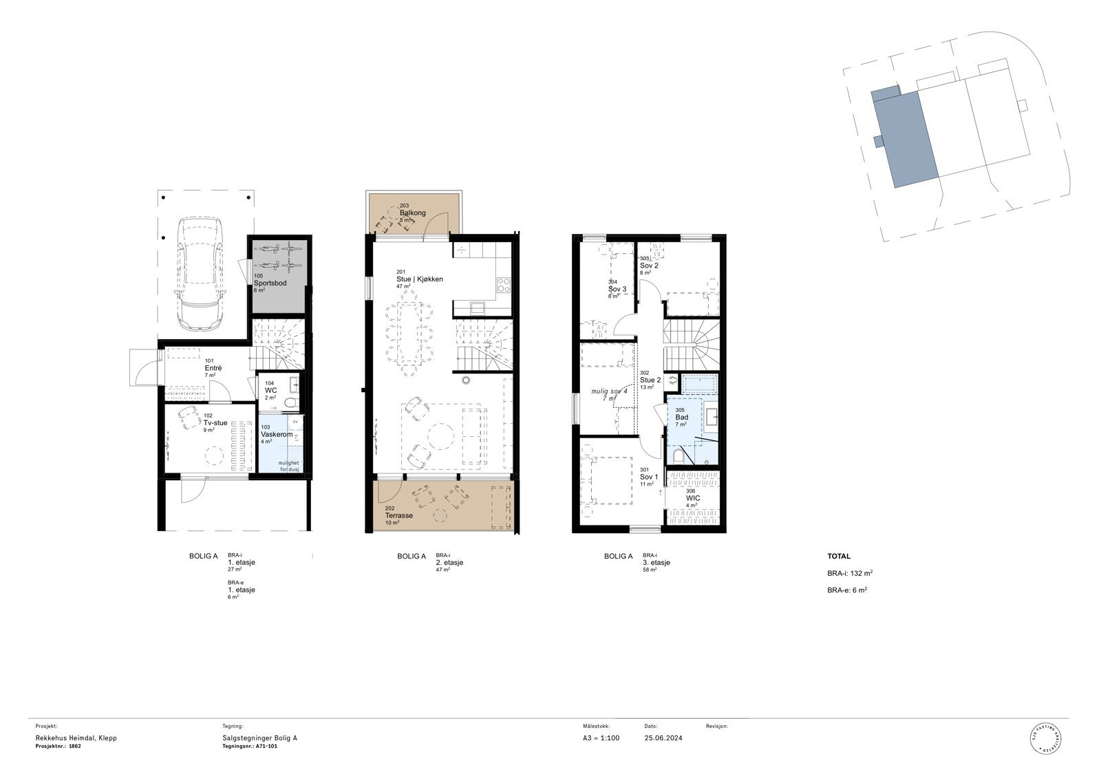 Plantegning - Heimdal, bolig A Galleribilde