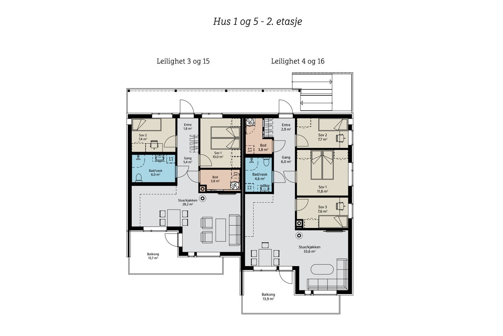 Plantegning bygg 5 - 2.etg (leil.15 er solgt) Galleribilde