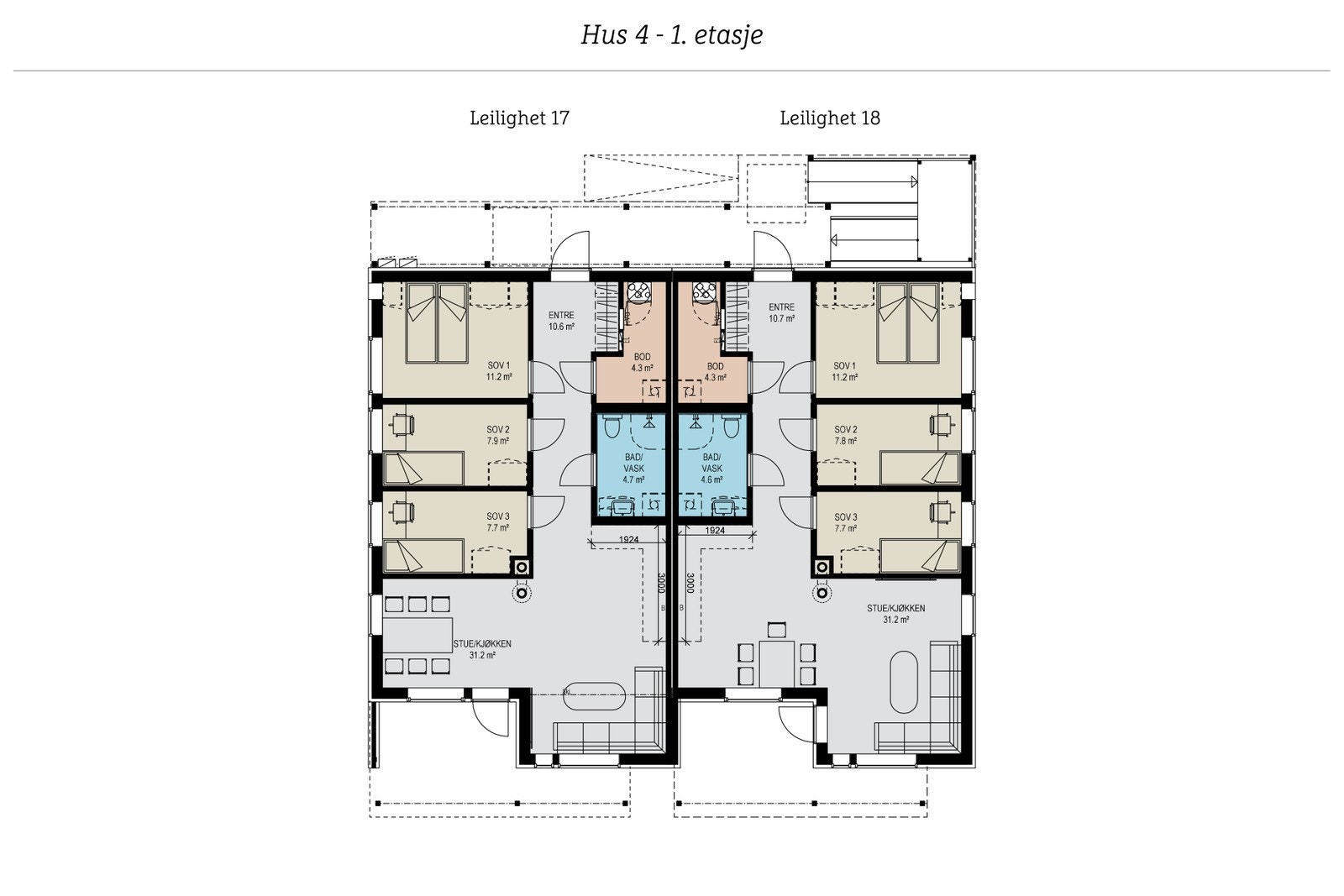 Plantegning bygg 4 - 1.etg (leil.18 er solgt) Galleribilde