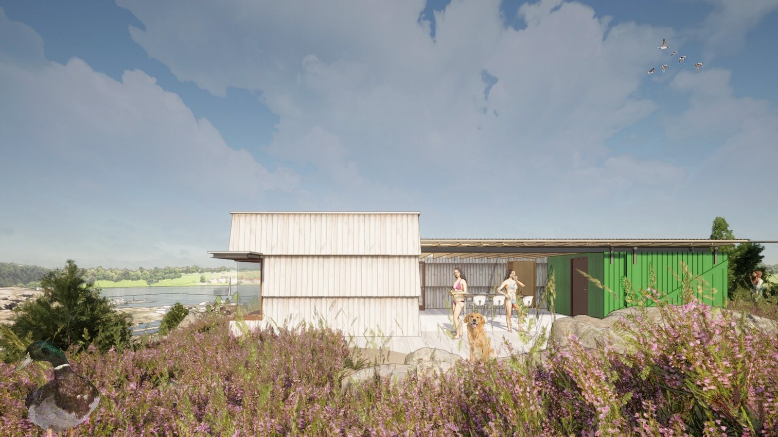 Modell Knaus, kan utvides med fleire soverom og etg. Illustrasjonfoto. Galleribilde