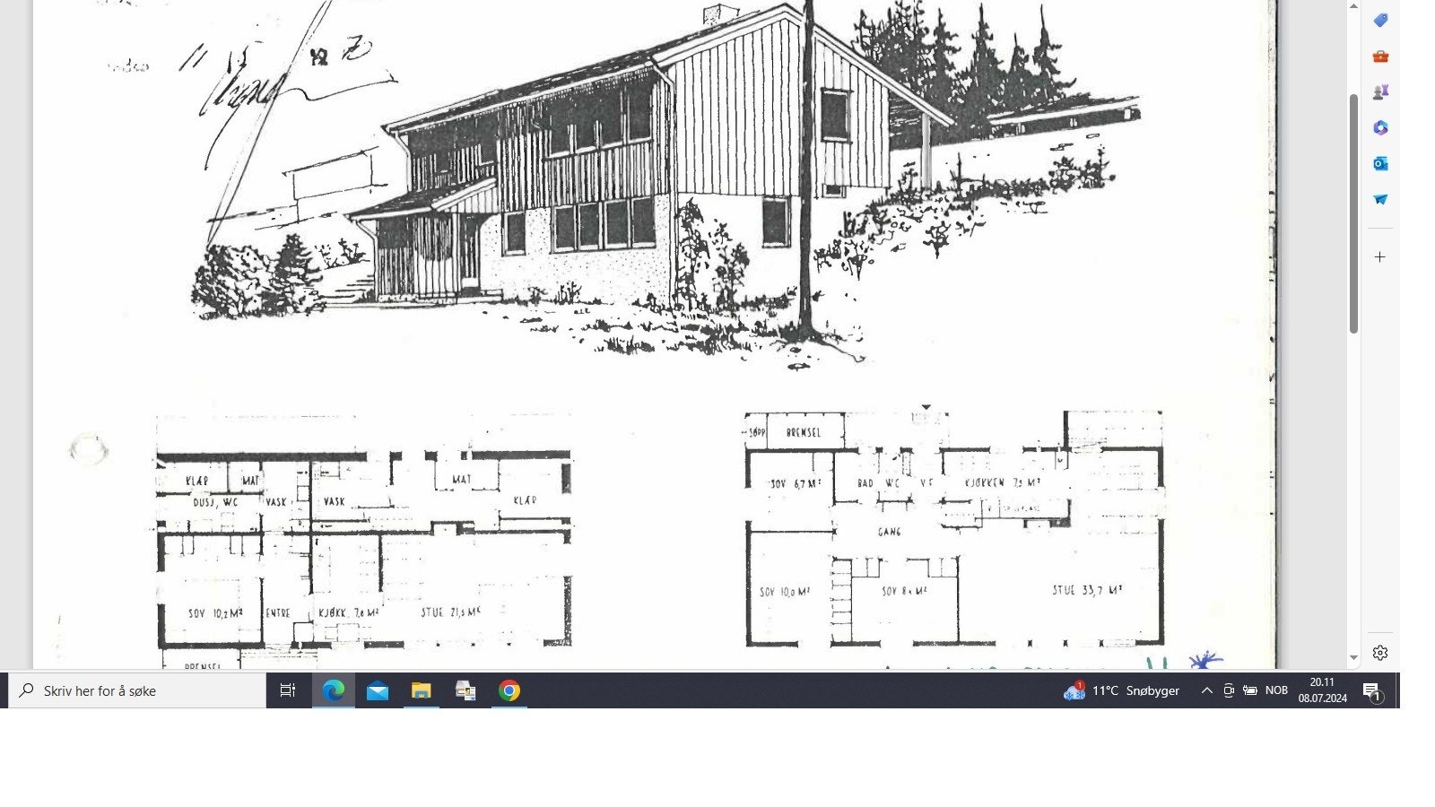 Grov teigning av grunnflat begge etasjer. Galleribilde