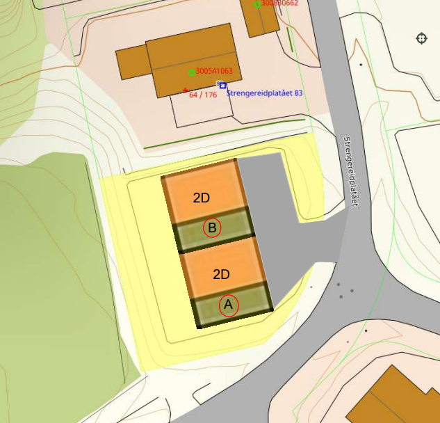 Strengereidplatået 81 a og b - Plassering Galleribilde