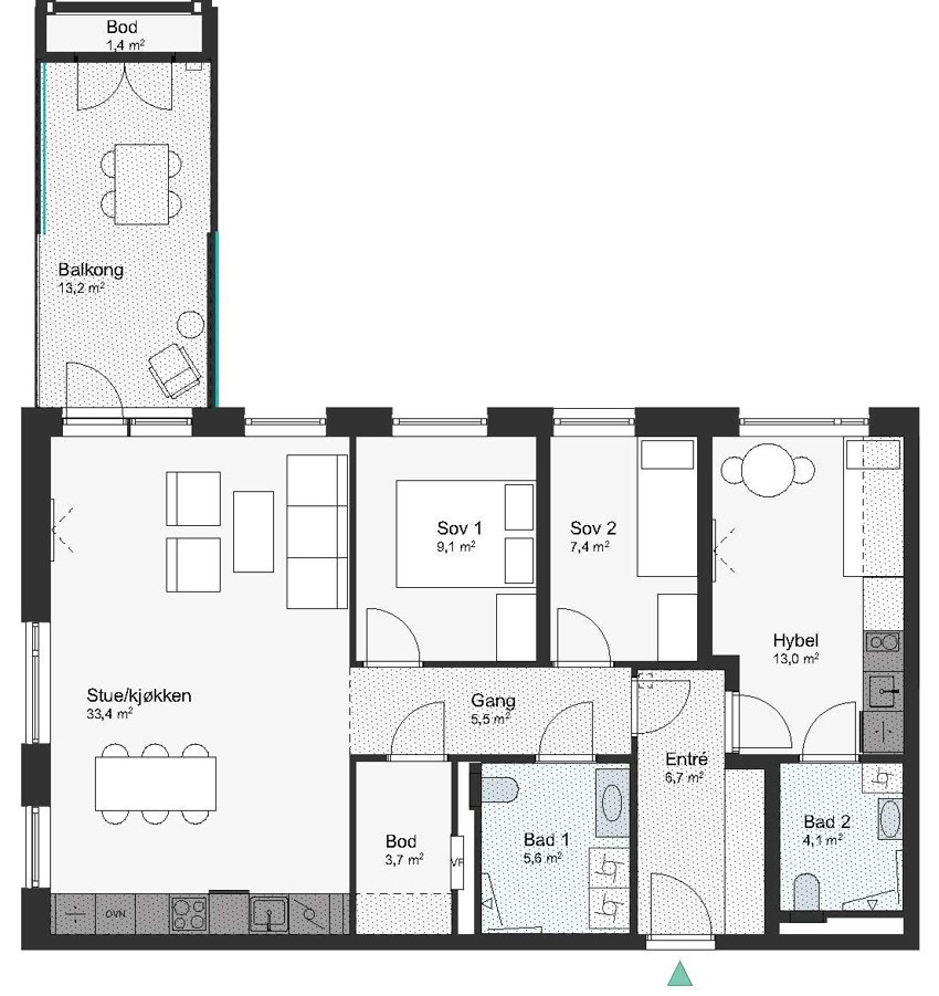 A71-3-506 Leilighet 3-506 alt A med hybel Galleribilde