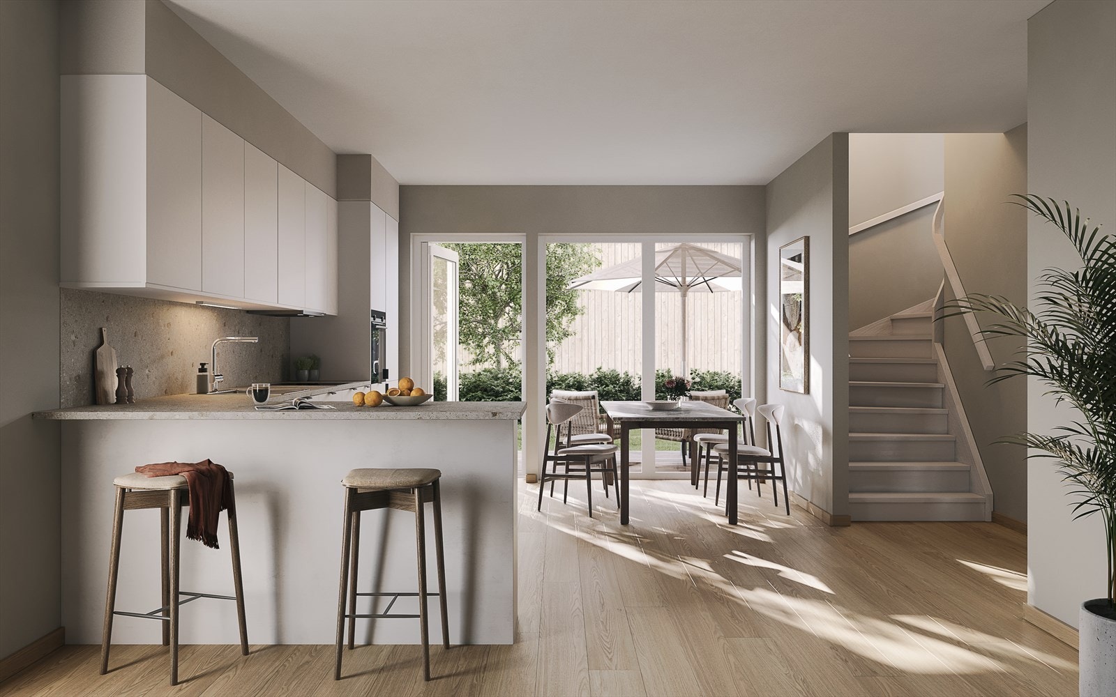 Plassen 9A og B. Direkte utgang til terrasse. Illustrasjon kjøkken avvik vil forekomme. Galleribilde