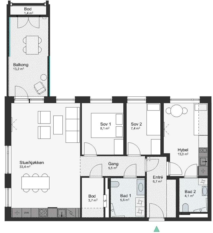 A71-3-606 Leilighet 3-606 alt A med hybel Galleribilde