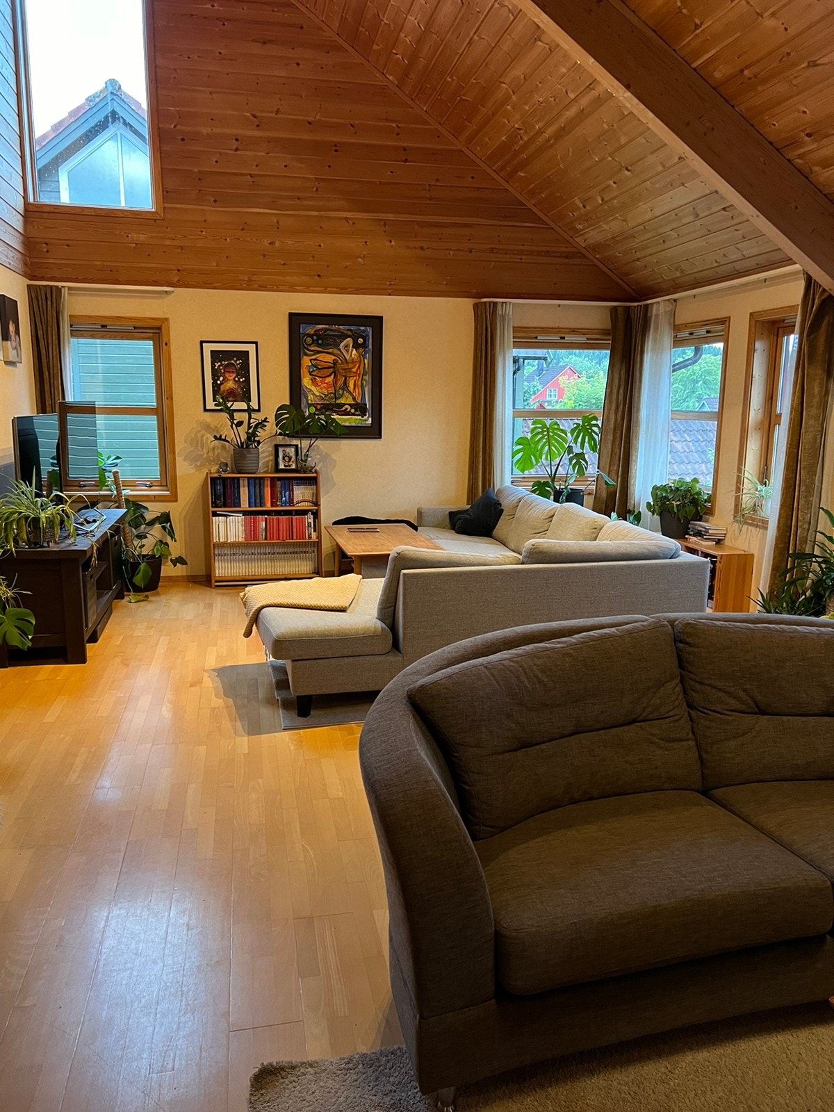 Stue, lys grå sofa er ikke der lengre Galleribilde