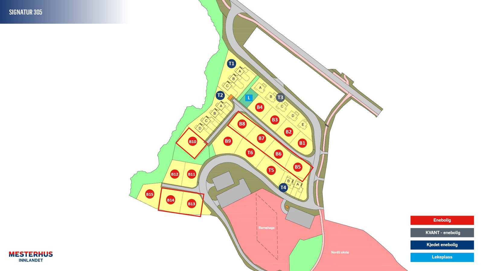 Tomter hvor 305 kan passe fint i terrenget. Galleribilde