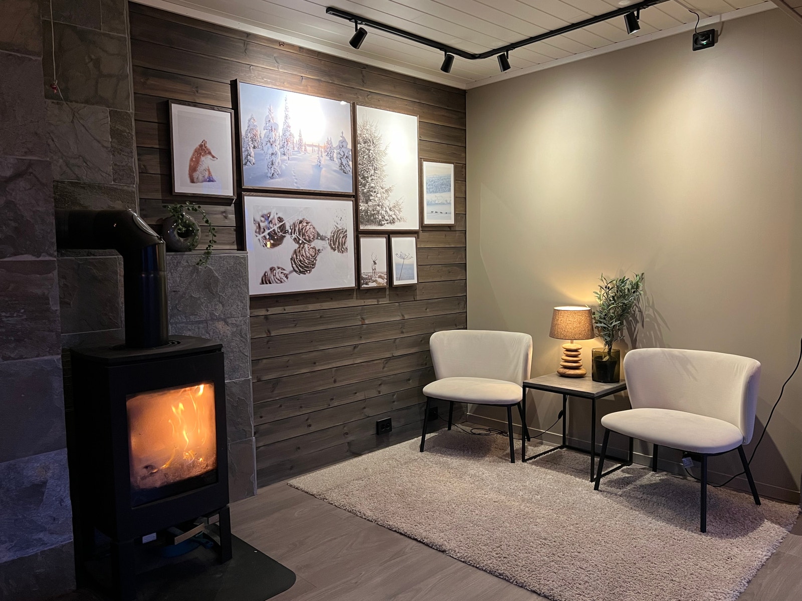 Stue med vedfyring Galleribilde