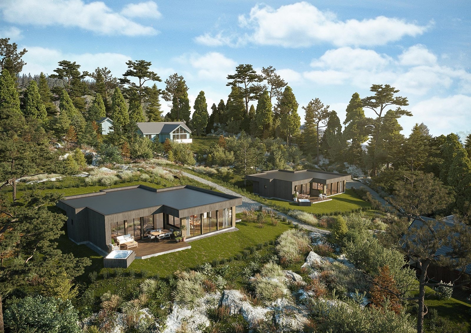 Illustrasjon Landøy. Det er også mulig å velge andre typer hytter. Galleribilde