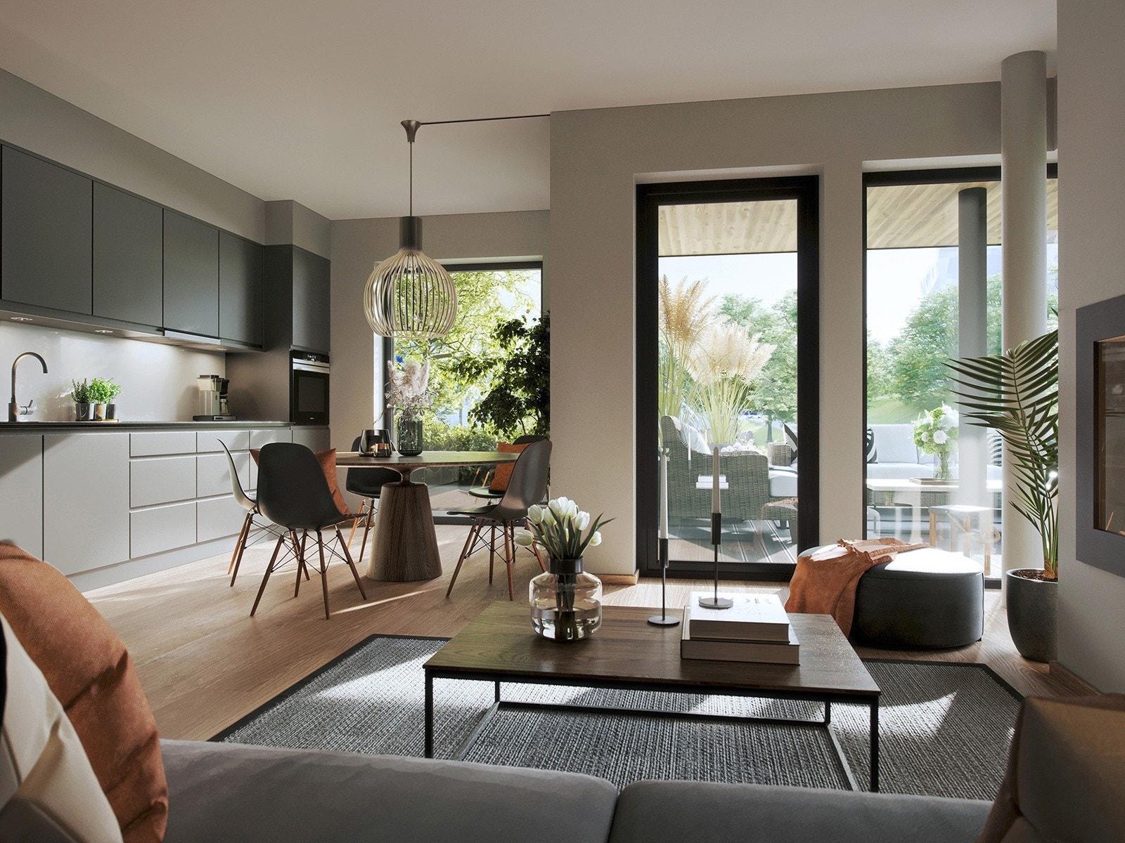 Illustrasjon av en annen leilighet i prosjektet. Kjøkken med stilpakken Urban, avvik fra plantegning kan forekomme. Galleribilde