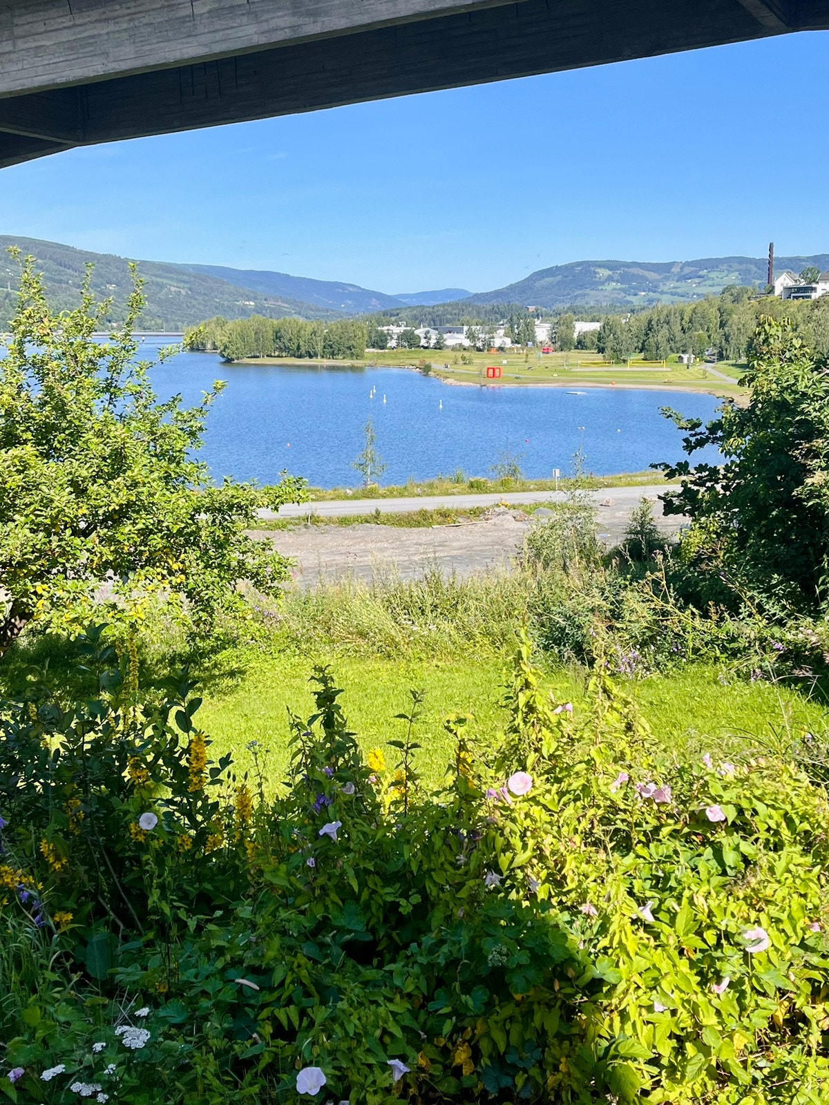 Utsikt mot strandpromenaden fra hagen Galleribilde
