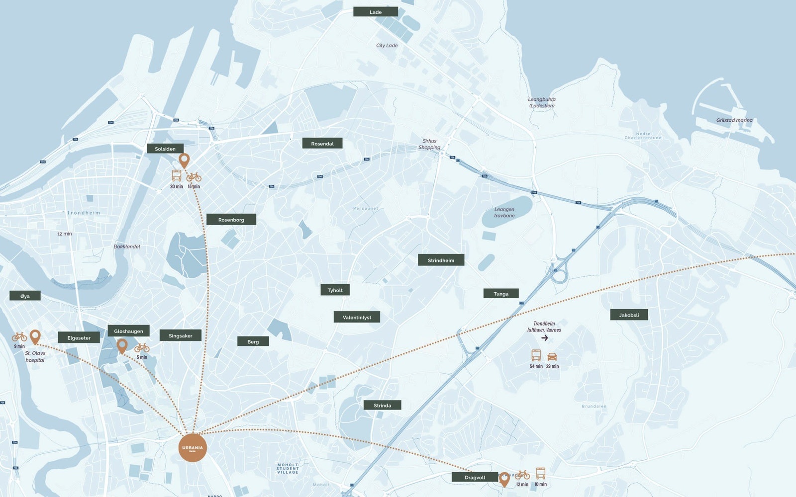 Uansett om du vil ta deg til pulsen i Midtbyen, jubelbrus på Lerkendal Stadion, lesesalen på NTNU Gløshaugen eller festivalstemning og parkliv på Kristiansten festning, har du alt innen rekkevidde - på kun ti minutter med sykkel. Galleribilde