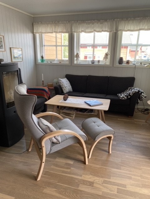 Komfortabel stue med mye dagslys Galleribilde