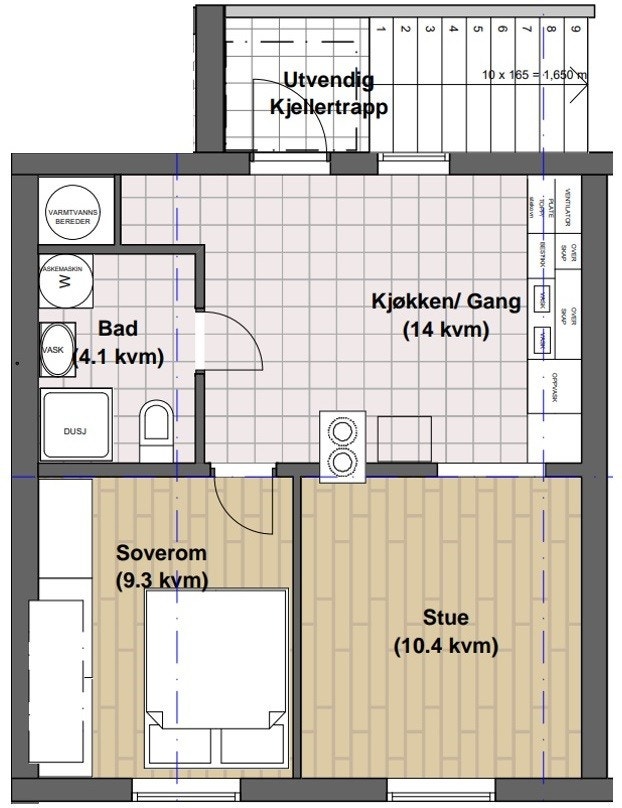 Praktisk og fin planløsning, åpen løsning mellom stue og kjøkken Galleribilde