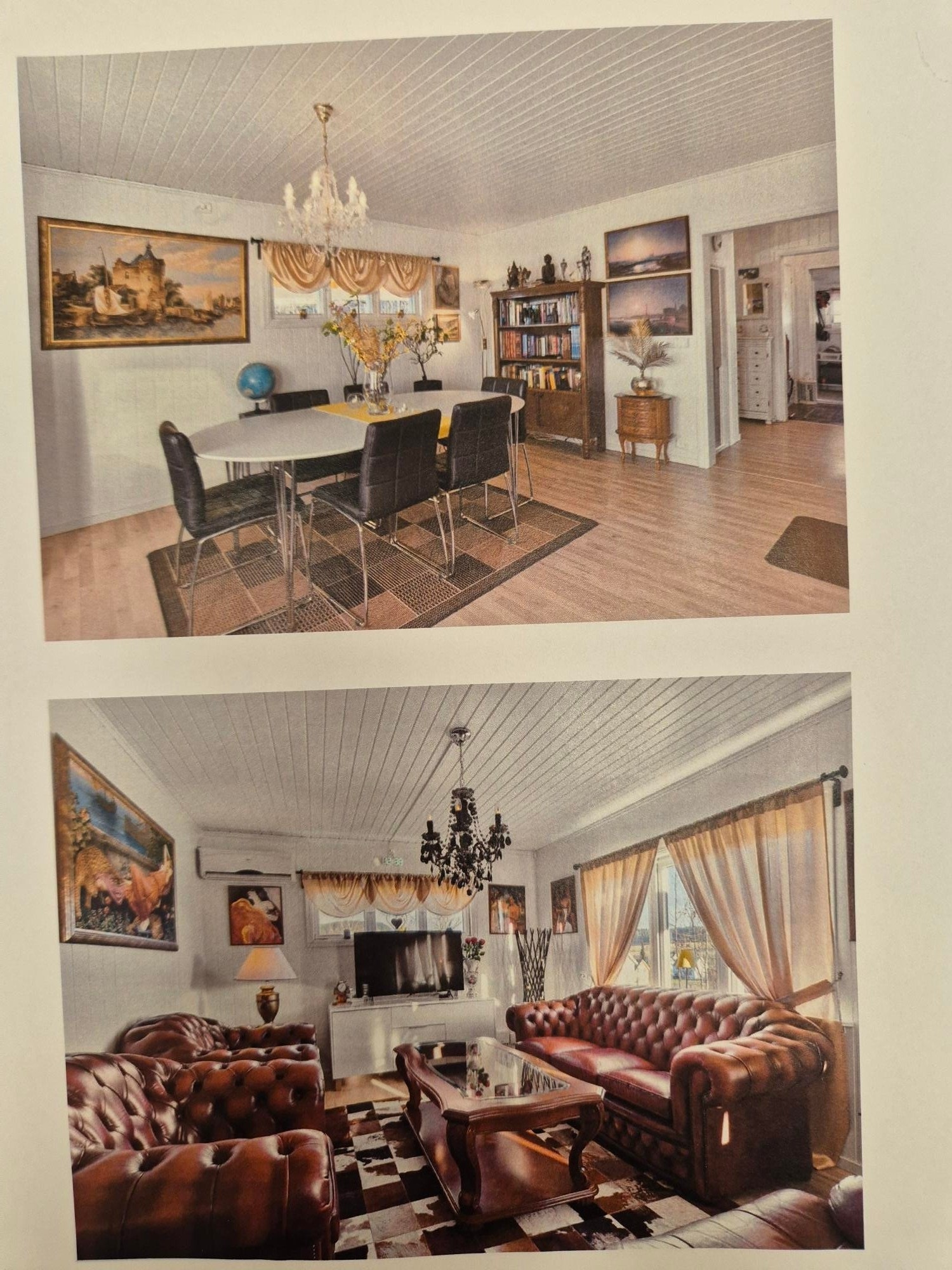 Bilder fra tidligere salgsoppgave for å illustrere. Huset er pr. i dag ikke møblert og klart til innflytting.
Stue Galleribilde