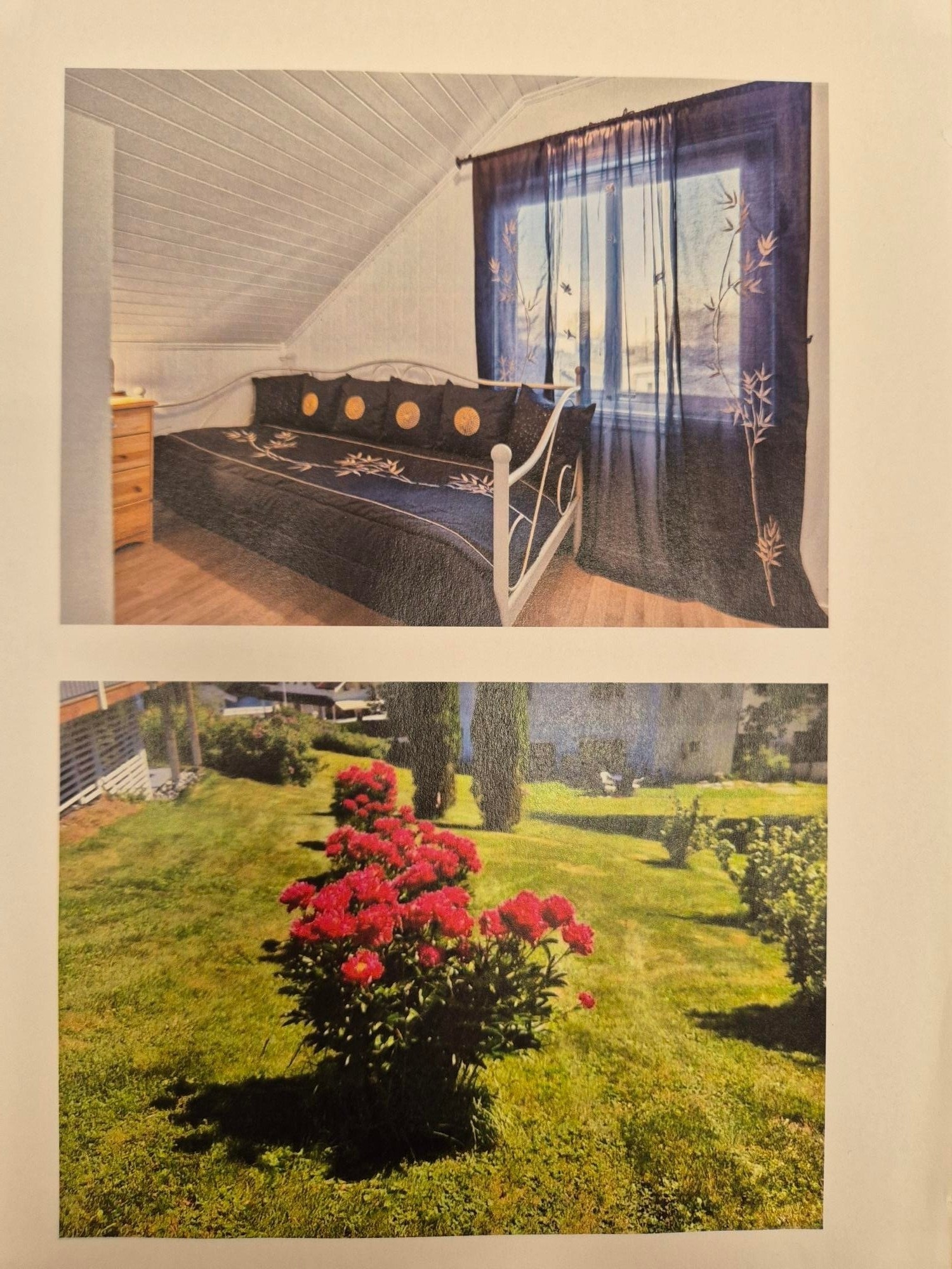 Bilder fra tidligere salgsoppgave for å illustrere. Huset er pr. i dag ikke møblert og klart til innflytting.
Soverom 2. etasje. Galleribilde