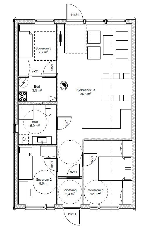 Plantegning enebolig Galleribilde