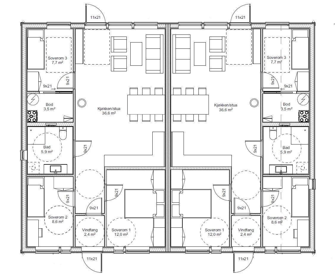 Plantegning tomannsbolig Galleribilde