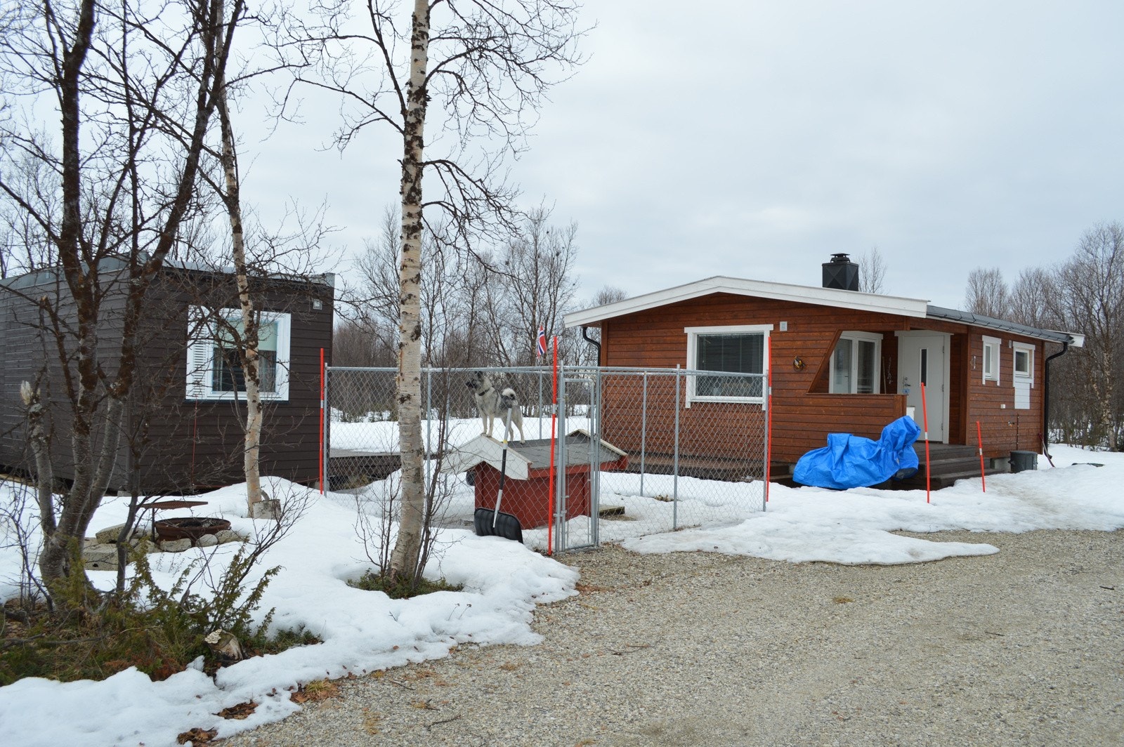 Hytta har annneks (brakkerigg) og liten hundegård Galleribilde