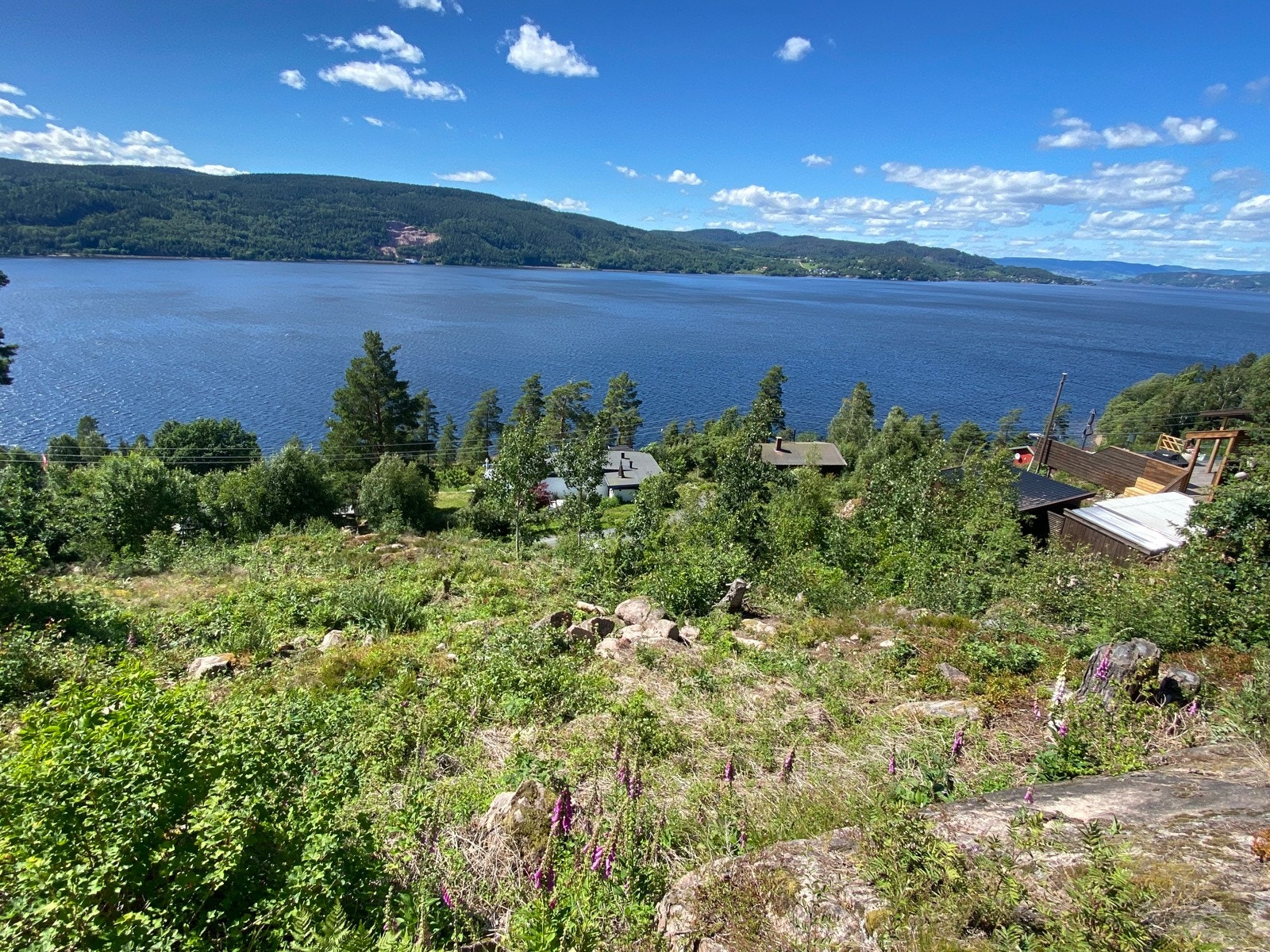 Tomten er på 1.215,9 kvm og ligger i noe skrånende vestvendt terreng Galleribilde