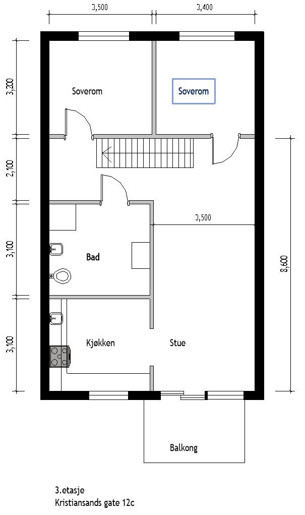 Planskisse 3.etasje Galleribilde