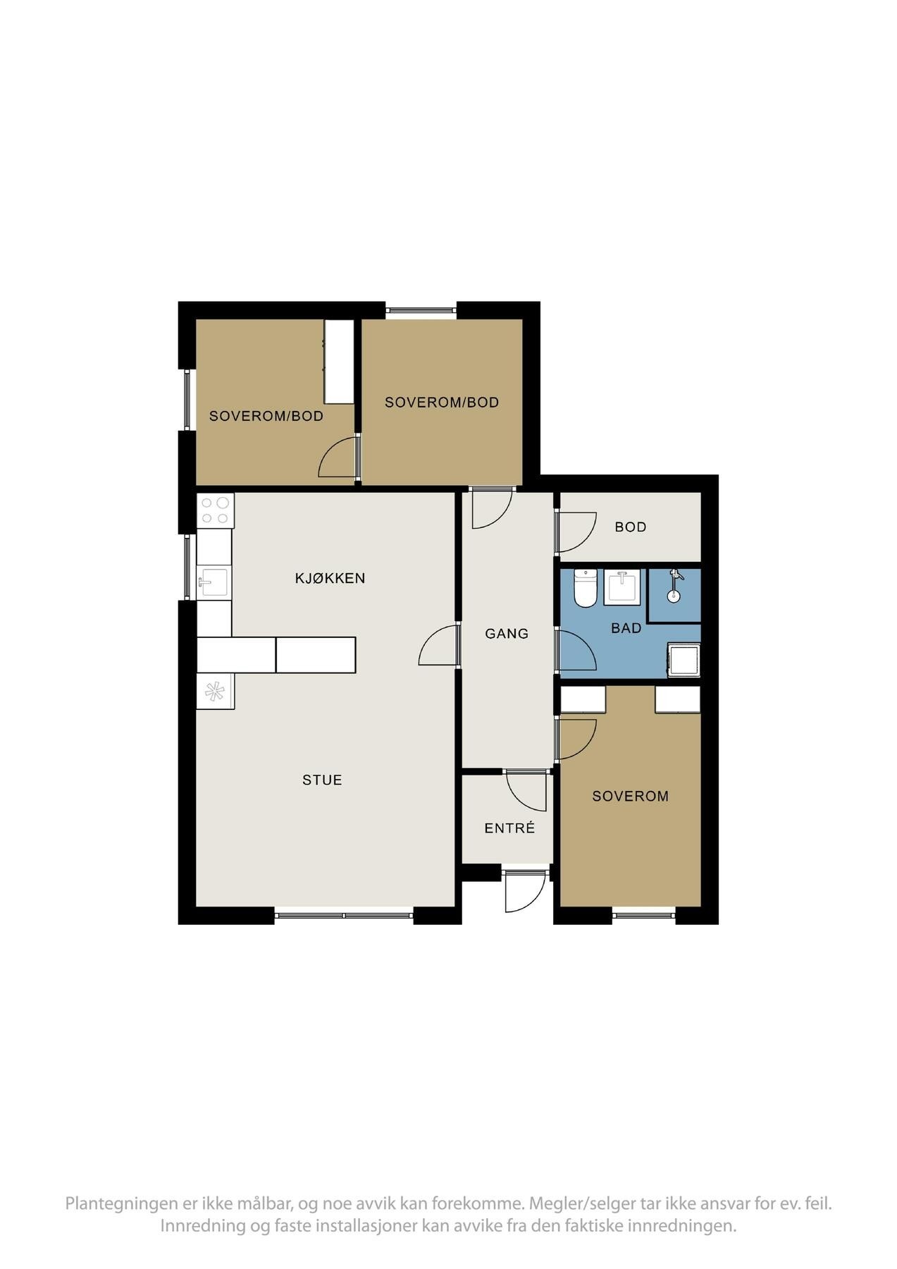 Planskisse kjeller - utleieenhet 1 - godkjent av kommunen. Galleribilde