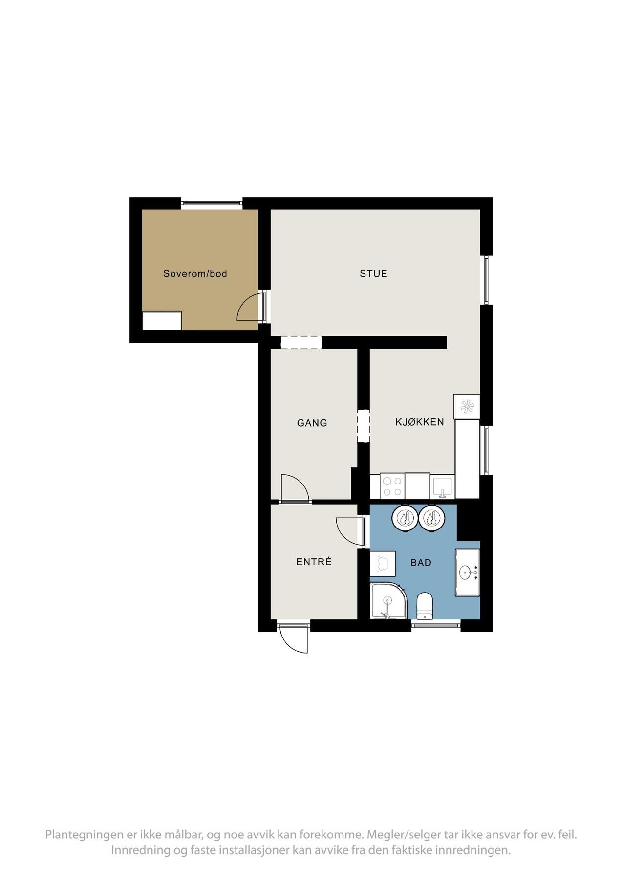 Planskisse kjeller - utleieenhet 2 - hybel (ikke godkjent.) Galleribilde