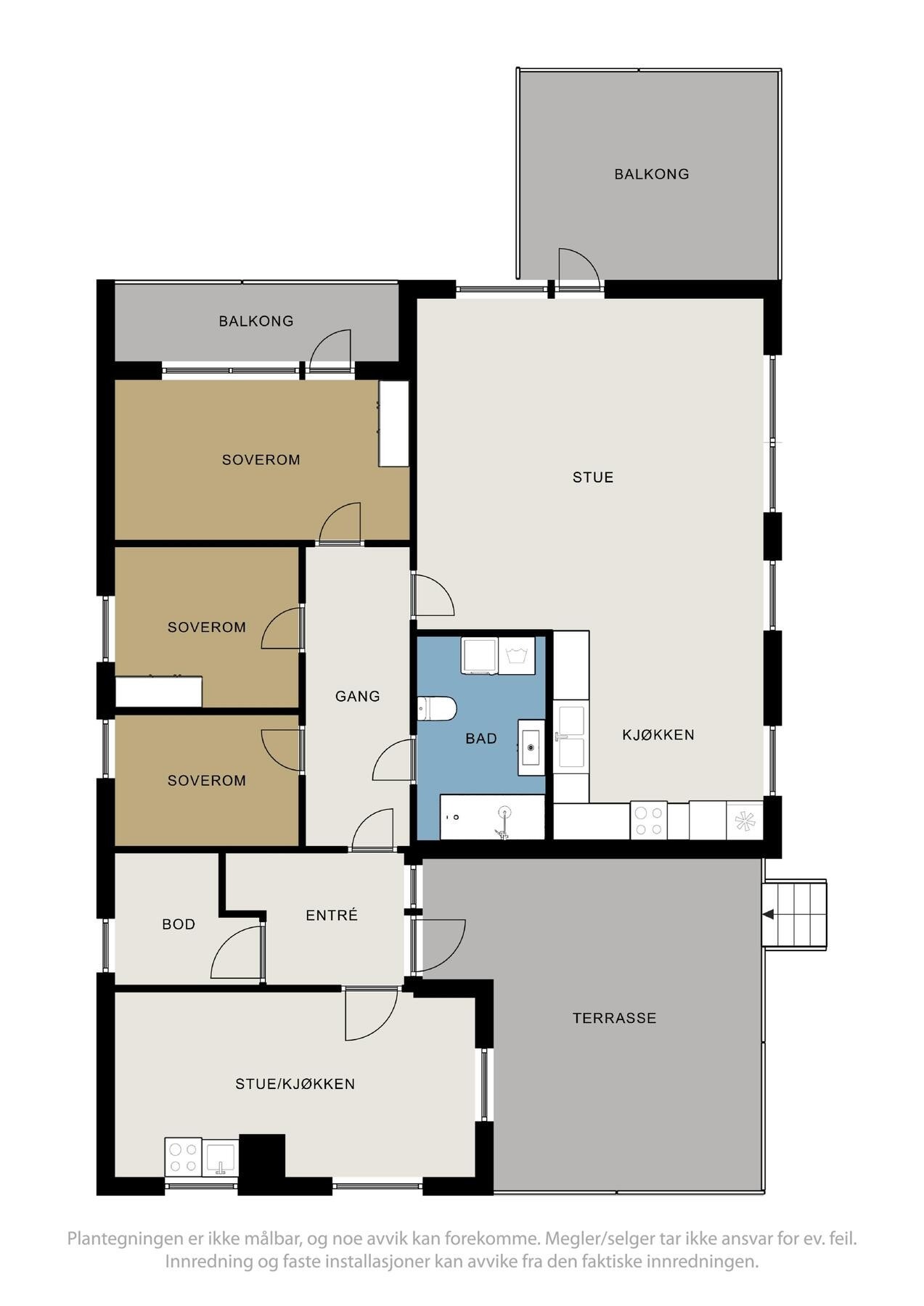 Planskisse hoveddel i hovedetasje. Galleribilde