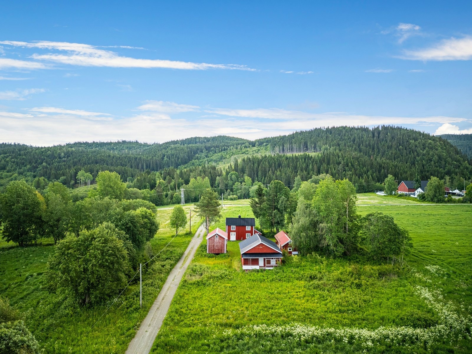 Dronefoto: Det er innlagt strøm, vann og avløp på eiendommen Galleribilde