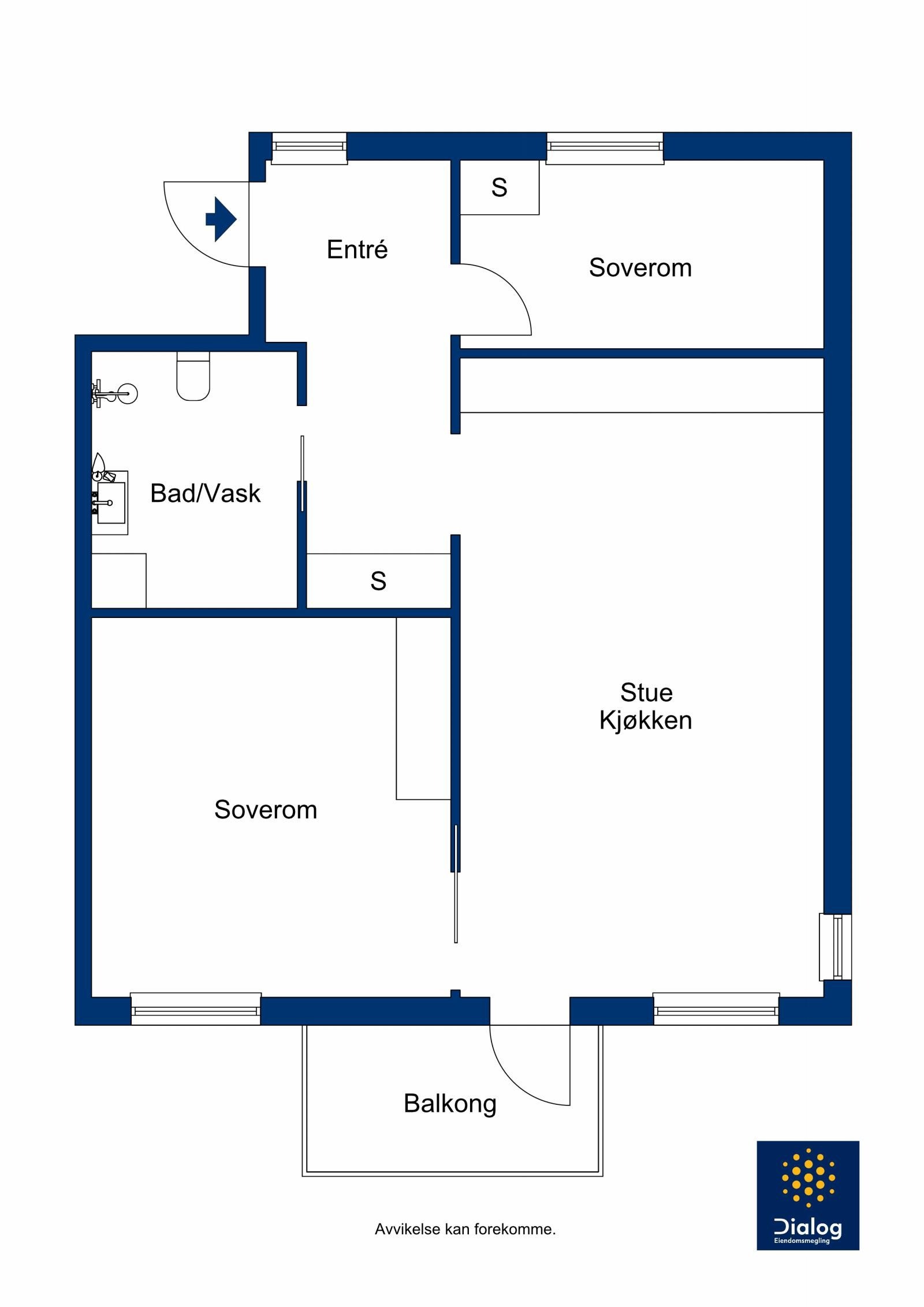 2D planillustrasjon av 3-roms Galleribilde