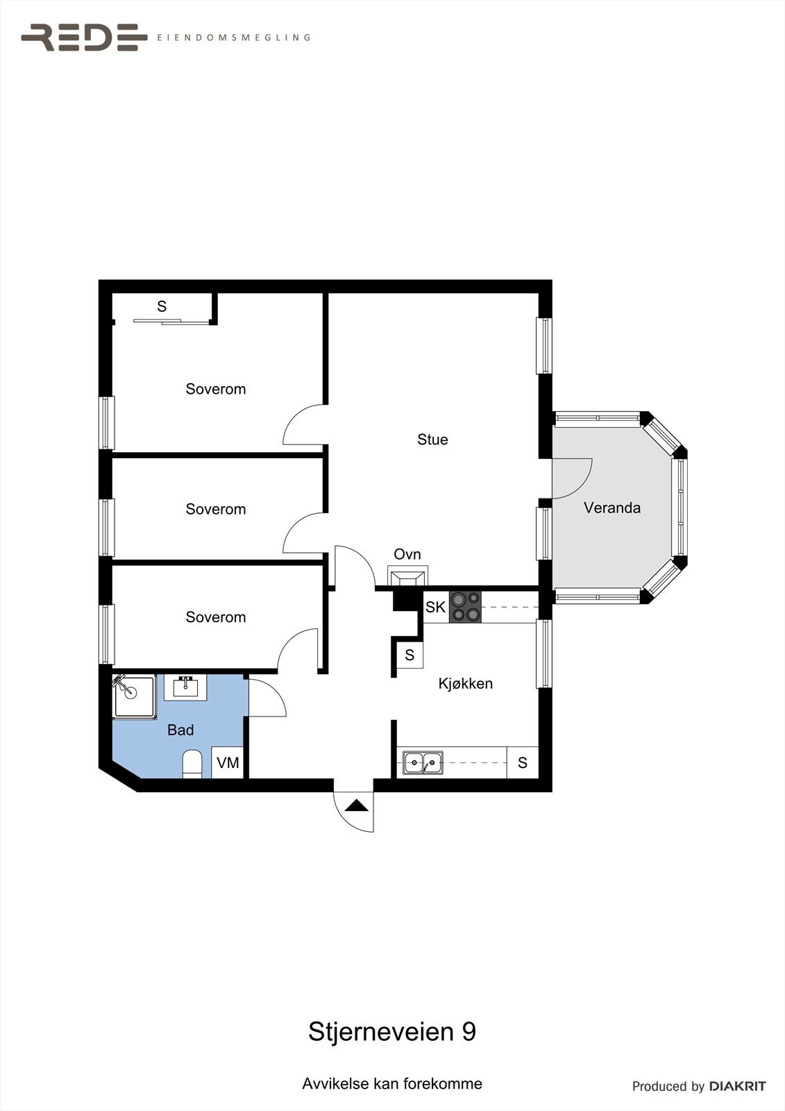 Her kan du gjøre deg kjent med planløsningen i leiligheten. Galleribilde