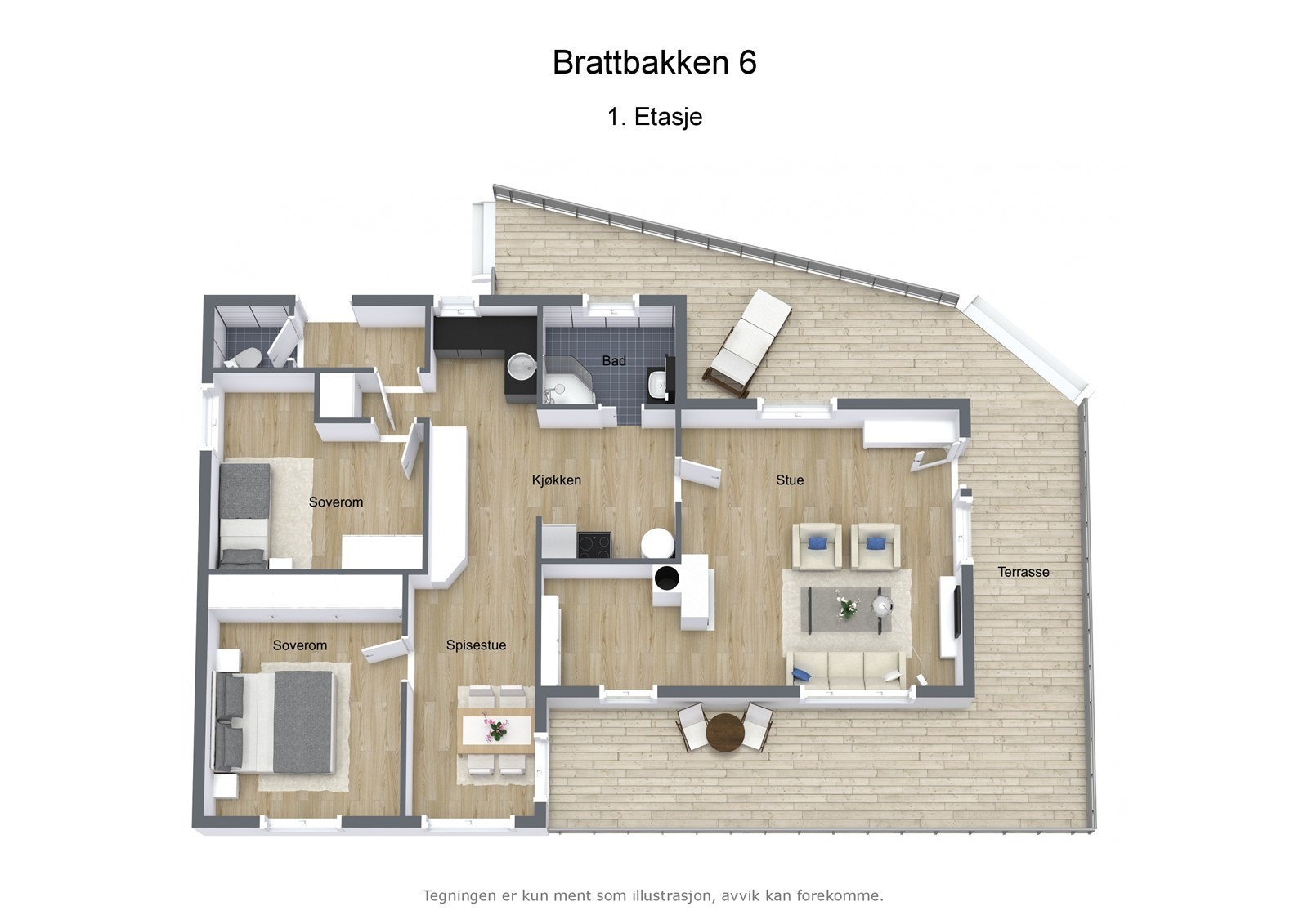 Brattbakken 6 - 3D - 1. Etasje Galleribilde