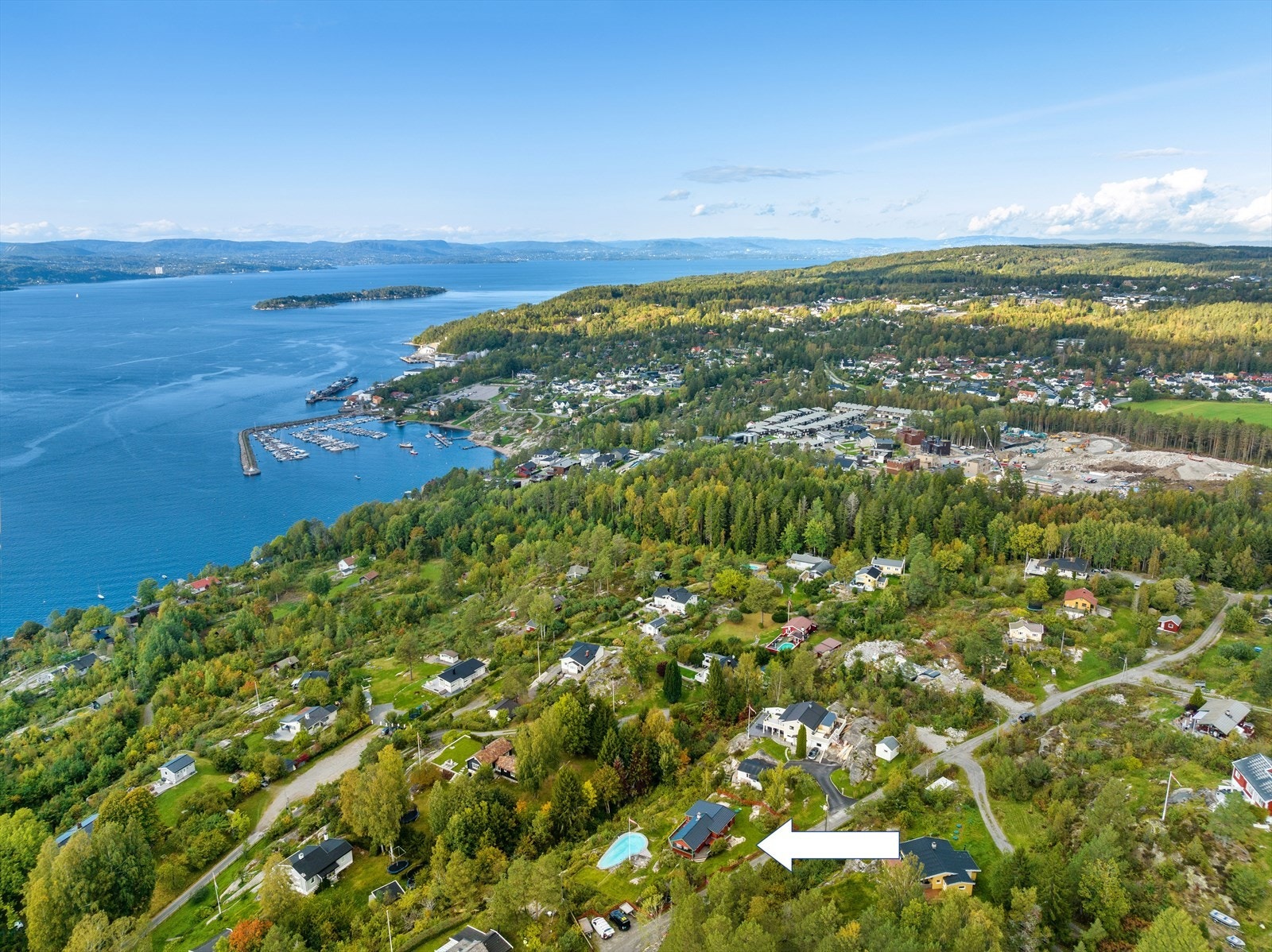 Drone foto. Båthavna på Fagerstrand. Galleribilde