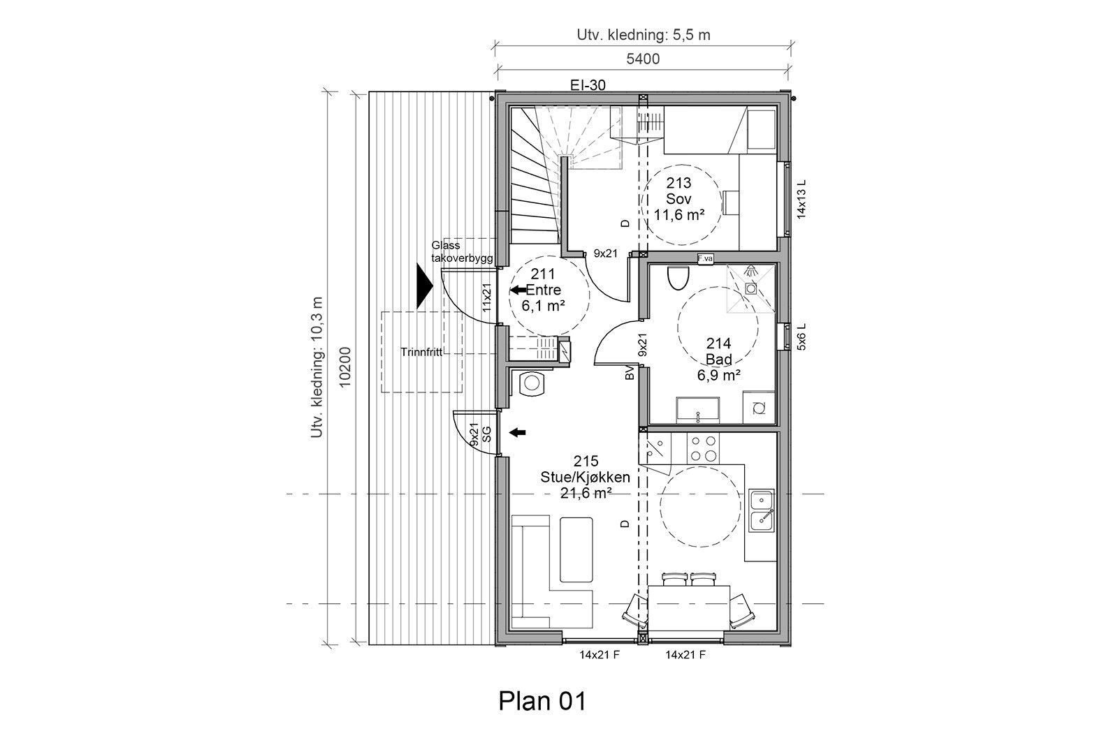 Plantegning 1.etg. Galleribilde