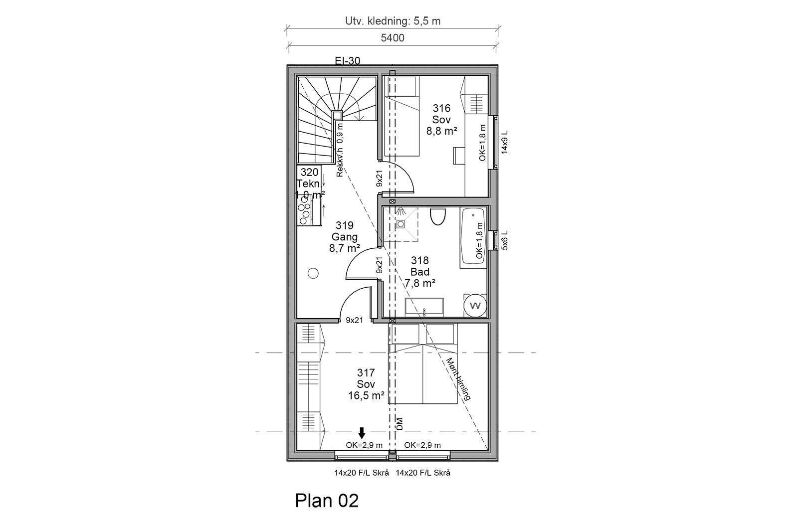 Plantegning 2.etg. Galleribilde