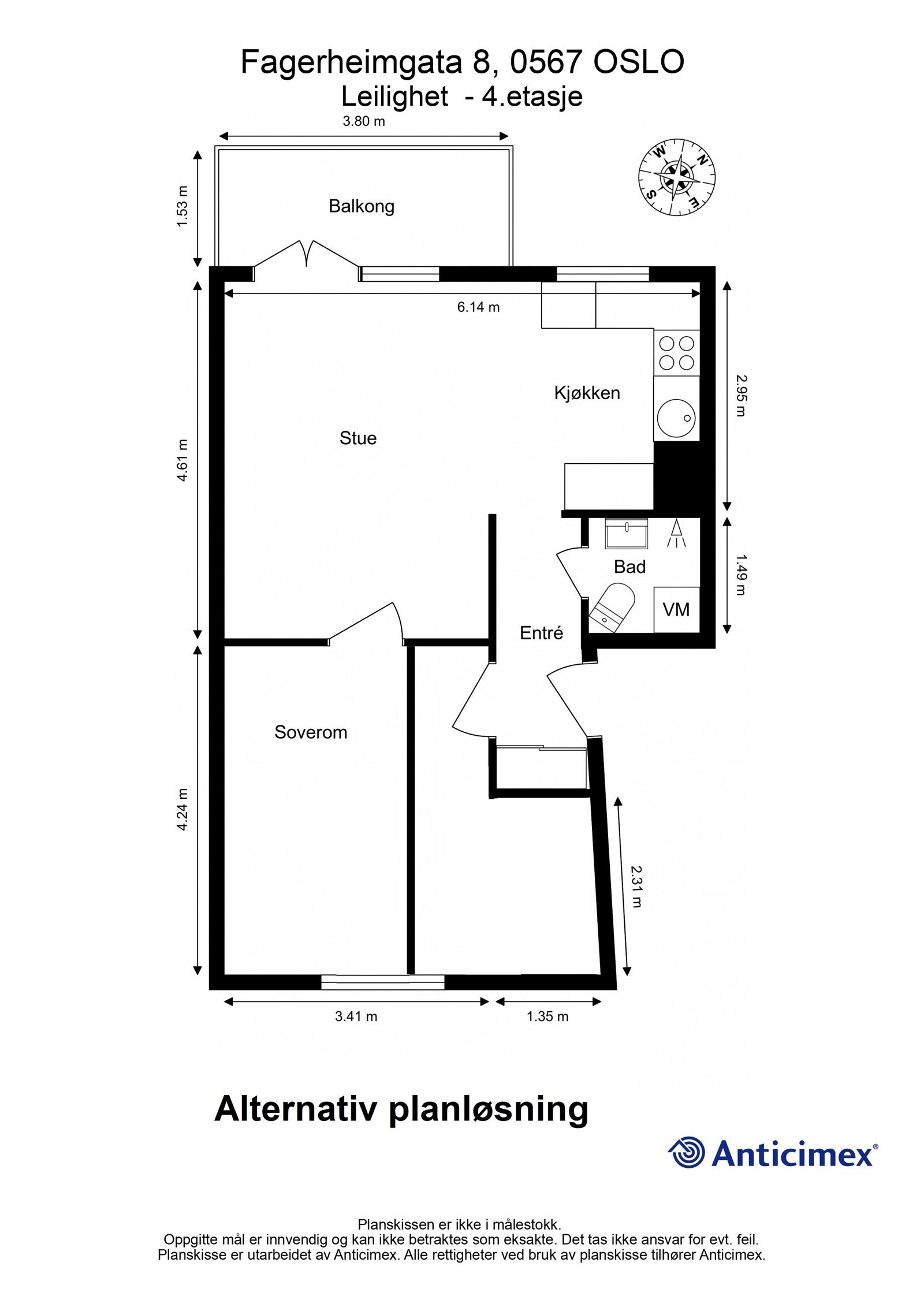 Alternativ plantegning Fagerheimgata 8 Galleribilde
