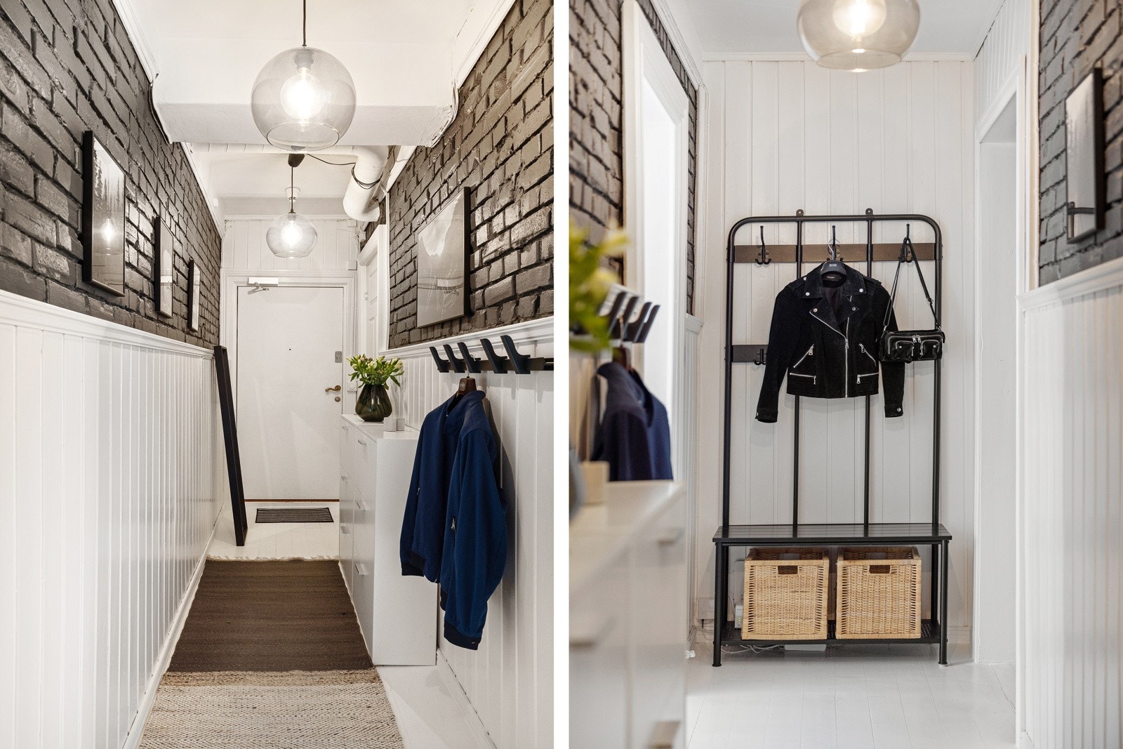 En koselig entré/gang med plass til uteklær og sko. Galleribilde