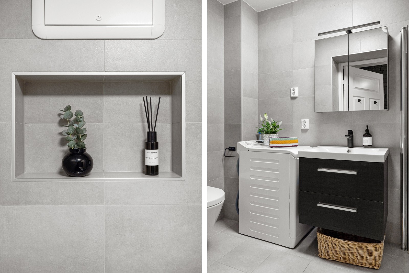 Lekkert bad med opplegg til vaskemaskin (40cm). Galleribilde