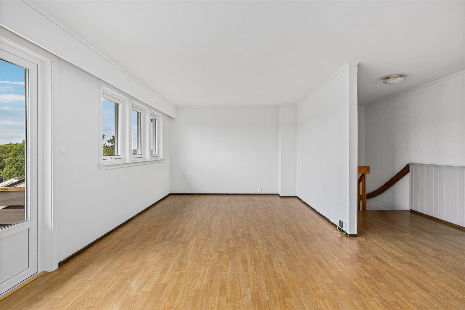 Stor, romslig stue med god plass til sofa og spisestue. Utgang til solrik og usjenert terrasse Galleribilde