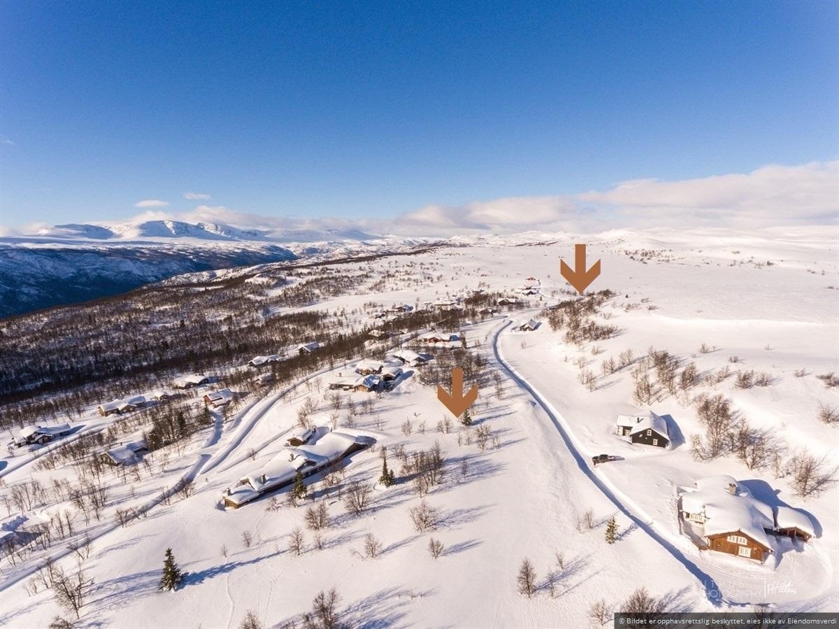 Pilen viser tomta og skiløypa Galleribilde